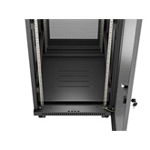 Lanberg 19" szabadon álló rack szekrény 24U/600X800 perforált ajtó, lapraszerelt, LCD kijelző, fekete V2