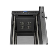 Lanberg 19" szabadon álló rack szekrény 24U/600X800 perforált ajtó, lapraszerelt, LCD kijelző, fekete V2