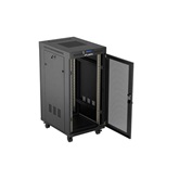 Lanberg 19" szabadon álló rack szekrény 24U/600X800 perforált ajtó, lapraszerelt, LCD kijelző, fekete V2