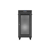 Lanberg 19" szabadon álló rack szekrény 24U/600X800 perforált ajtó, lapraszerelt, LCD kijelző, fekete V2