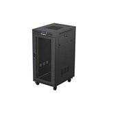 Lanberg 19" szabadon álló rack szekrény 24U/600X800 perforált ajtó, lapraszerelt, LCD kijelző, fekete V2