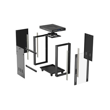 Lanberg 19" szabadon álló rack szekrény 24U/600X800 üvegajtó, lapraszerelt, LCD kijelző, fekete V2