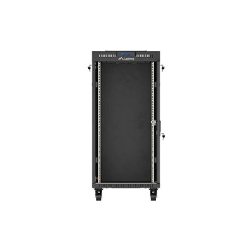 Lanberg 19" szabadon álló rack szekrény 24U/600X800 üvegajtó, lapraszerelt, LCD kijelző, fekete V2