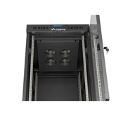 Lanberg 19" szabadon álló rack szekrény 24U/600X800 üvegajtó, lapraszerelt, LCD kijelző, fekete V2