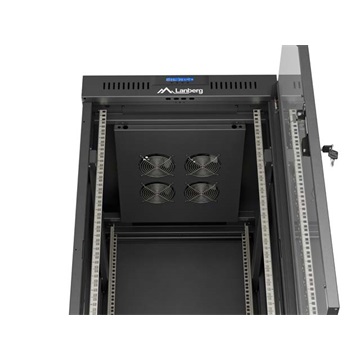 Lanberg 19" szabadon álló rack szekrény 24U/600X800 üvegajtó, lapraszerelt, LCD kijelző, fekete V2
