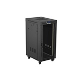 Lanberg 19" szabadon álló rack szekrény 24U/600X800 üvegajtó, lapraszerelt, LCD kijelző, fekete V2