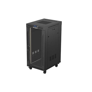 Lanberg 19" szabadon álló rack szekrény 24U/600X800 üvegajtó, lapraszerelt, LCD kijelző, fekete V2