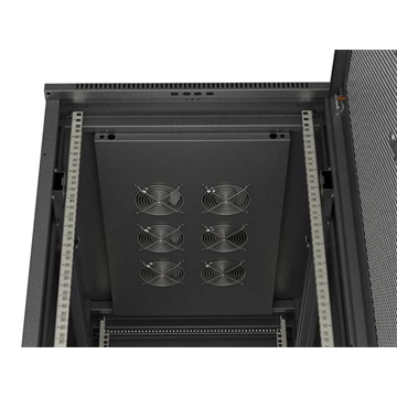 Lanberg 19" szabadon álló rack szekrény 27U/600X1000, perforált ajtó, lapraszerelt, fekete