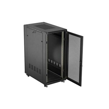 Lanberg 19" szabadon álló rack szekrény 27U/600X1000, perforált ajtó, lapraszerelt, fekete