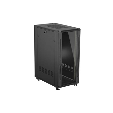 Lanberg 19" szabadon álló rack szekrény 27U/600X1000 üvegajtó, lapraszerelt, fekete