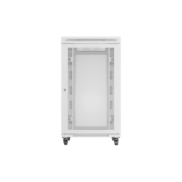 Lanberg 19" szabadon álló rack szekrény 27U/800X1000 perforált ajtó, lapraszerelt, LCD kijelző, szürke