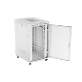 Lanberg 19" szabadon álló rack szekrény 27U/800X1000 perforált ajtó, lapraszerelt, LCD kijelző, szürke