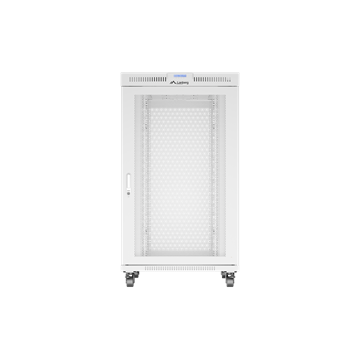 Lanberg 19" szabadon álló rack szekrény 27U/800X1000 perforált ajtó, lapraszerelt, LCD kijelző, szürke