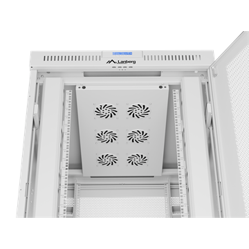 Lanberg 19" szabadon álló rack szekrény 27U/800X1000 perforált ajtó, lapraszerelt, LCD kijelző, szürke