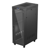 Lanberg 19" szabadon álló rack szekrény 32U/600X1000 üvegajtó, lapraszerelt, LCD kijelző, fekete