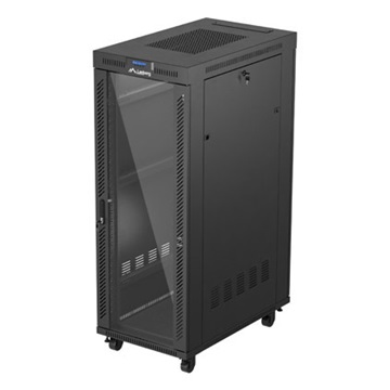 Lanberg 19" szabadon álló rack szekrény 32U/600X1000 üvegajtó, lapraszerelt, LCD kijelző, fekete