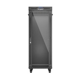 Lanberg 19" szabadon álló rack szekrény 32U/600X1000 üvegajtó, lapraszerelt, LCD kijelző, fekete