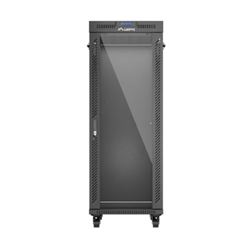 Lanberg 19" szabadon álló rack szekrény 32U/600X1000 üvegajtó, lapraszerelt, LCD kijelző, fekete