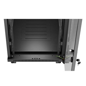 Lanberg 19" szabadon álló rack szekrény 32U/600X1000 üvegajtó, lapraszerelt, LCD kijelző, fekete