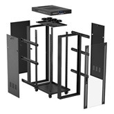 Lanberg 19" szabadon álló rack szekrény 32U/600X1000 üvegajtó, lapraszerelt, LCD kijelző, fekete