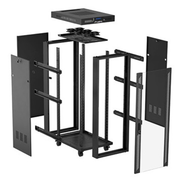Lanberg 19" szabadon álló rack szekrény 32U/600X1000 üvegajtó, lapraszerelt, LCD kijelző, fekete