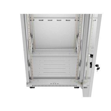 Lanberg 19" szabadon álló rack szekrény 32U/600X600 üvegajtó, lapraszerelt, LCD kijelző, szürke