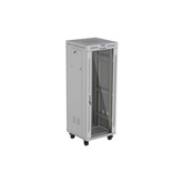 Lanberg 19" szabadon álló rack szekrény 32U/600X600 üvegajtó, lapraszerelt, LCD kijelző, szürke