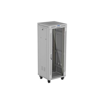 Lanberg 19" szabadon álló rack szekrény 32U/600X600 üvegajtó, lapraszerelt, LCD kijelző, szürke