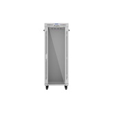 Lanberg 19" szabadon álló rack szekrény 32U/600X600 üvegajtó, lapraszerelt, LCD kijelző, szürke