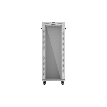 Lanberg 19" szabadon álló rack szekrény 32U/600X600 üvegajtó, lapraszerelt, LCD kijelző, szürke
