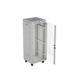 Lanberg 19" szabadon álló rack szekrény 32U/600X600 üvegajtó, lapraszerelt, LCD kijelző, szürke