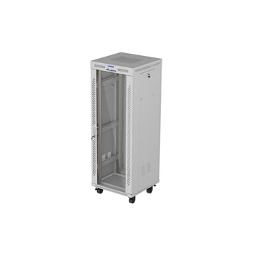 Lanberg 19" szabadon álló rack szekrény 32U/600X600 üvegajtó, lapraszerelt, LCD kijelző, szürke
