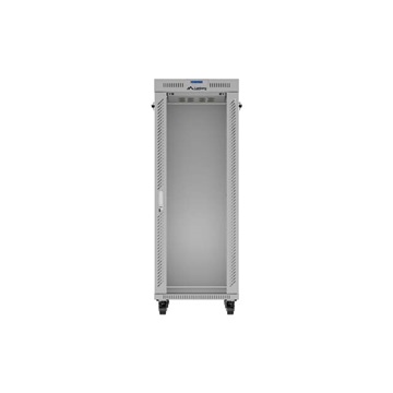 Lanberg 19" szabadon álló rack szekrény 32U/600X800 üvegajtó, lapraszerelt, LCD kijelző, szürke V2