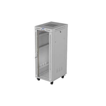 Lanberg 19" szabadon álló rack szekrény 32U/600X800 üvegajtó, lapraszerelt, LCD kijelző, szürke V2