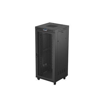 Lanberg 19" szabadon álló rack szekrény 37U/800X800, perforált ajtó, lapraszerelt, LCD kijelző, fekete