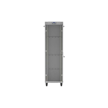 Lanberg 19" szabadon álló rack szekrény 42U/600X1000 üvegajtó, lapraszerelt, LCD kijelző, szürke