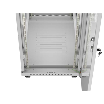 Lanberg 19" szabadon álló rack szekrény 42U/600X1000 üvegajtó, lapraszerelt, LCD kijelző, szürke