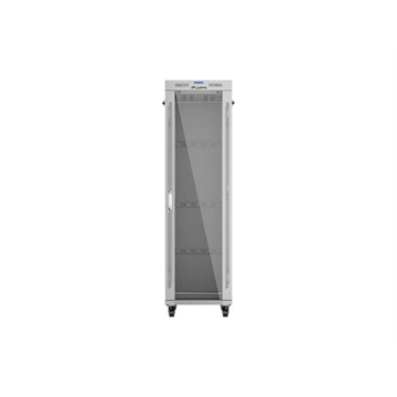 Lanberg 19" szabadon álló rack szekrény 42U/600X1000 üvegajtó, lapraszerelt, LCD kijelző, szürke