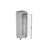 Lanberg 19" szabadon álló rack szekrény 42U/600X600 üvegajtó, lapraszerelt, LCD kijelző, szürke V2