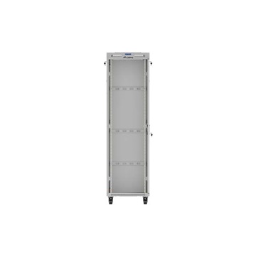 Lanberg 19" szabadon álló rack szekrény 42U/600X600 üvegajtó, lapraszerelt, LCD kijelző, szürke V2