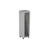 Lanberg 19" szabadon álló rack szekrény 42U/600X600 üvegajtó, lapraszerelt, LCD kijelző, szürke V2