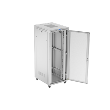 Lanberg 19" szabadon álló rack szekrény 42U/800X1000 perforált ajtó, lapraszerelt, LCD kijelző, szürke