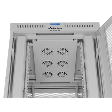 Lanberg 19" szabadon álló rack szekrény 42U/800X1000 perforált ajtó, lapraszerelt, LCD kijelző, szürke