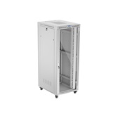 Lanberg 19" szabadon álló rack szekrény 42U/800X1000 üvegajtó, lapraszerelt, LCD kijelző, szürke V2