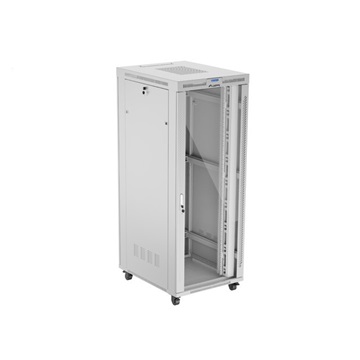 Lanberg 19" szabadon álló rack szekrény 42U/800X1000 üvegajtó, lapraszerelt, LCD kijelző, szürke V2