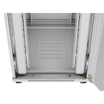 Lanberg 19" szabadon álló rack szekrény 42U/800X1000 üvegajtó, lapraszerelt, LCD kijelző, szürke V2