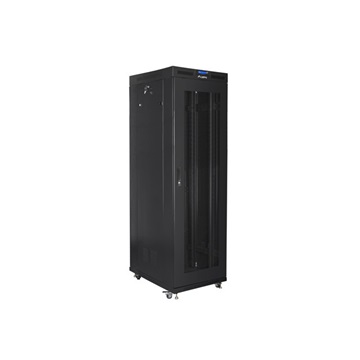Lanberg 19" szabadon álló rack szekrény 42U/800X800 perforált ajtó, lapraszerelt, LCD kijelző,  fekete