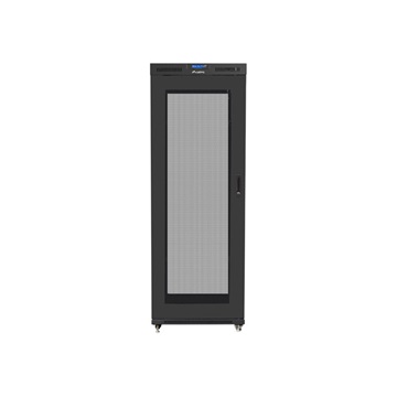 Lanberg 19" szabadon álló rack szekrény 42U/800X800 perforált ajtó, lapraszerelt, LCD kijelző,  fekete