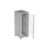 Lanberg 19" szabadon álló rack szekrény 47U/800X1000 üvegajtó, lapraszerelt, LCD kijelző, szürke