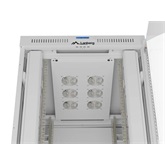 Lanberg 19" szabadon álló rack szekrény 47U/800X1000 üvegajtó, lapraszerelt, LCD kijelző, szürke